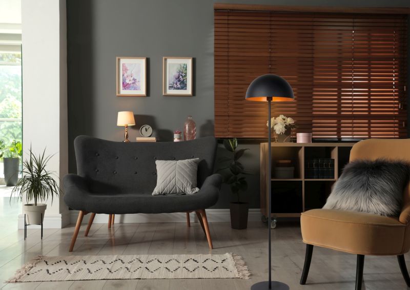 Lucide SIEMON - Stojacia lampa - Ø 35 cm - 1xE27 - Čierna